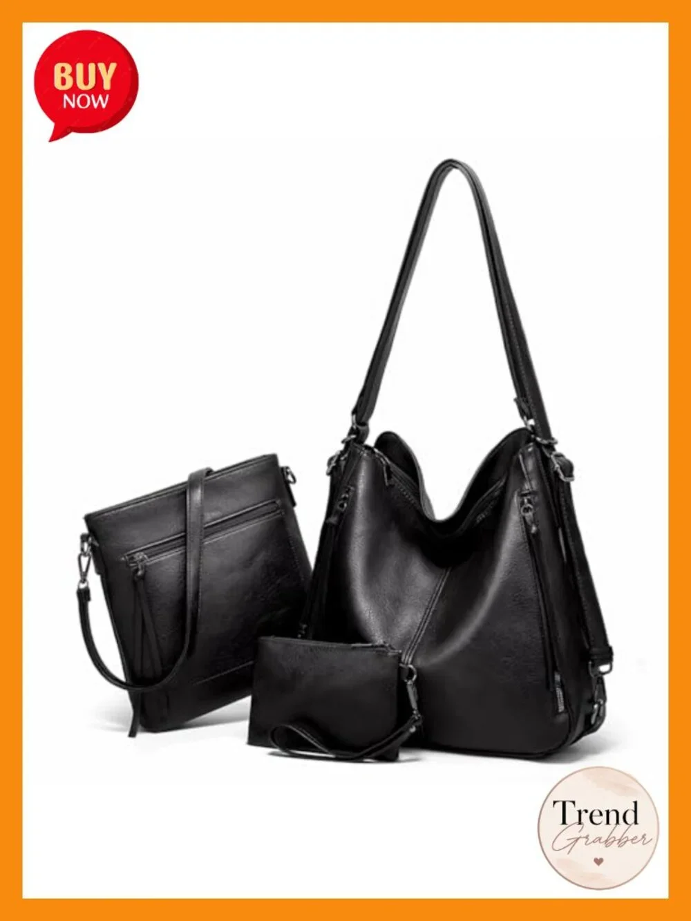 PU Leather Hobo Crossbody Bag Set 3 in 1 Convertible Shoulder Satchel